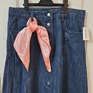 Juicy Couture Denim Midi Skirt with Pink Accent